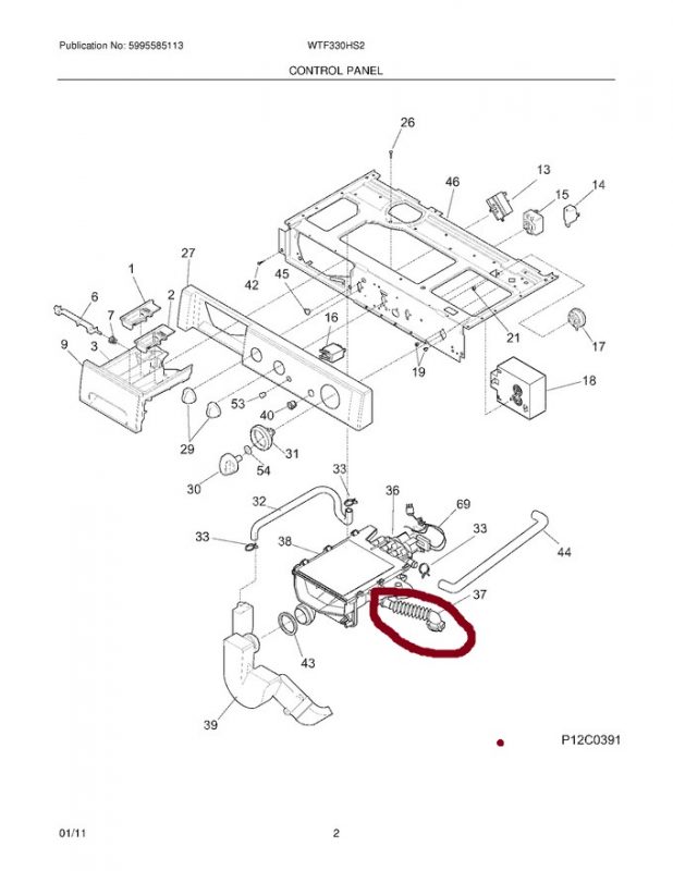 FRIGIDAIRE Part Number 131271600 HOSE TUB