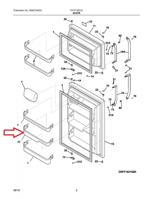 FRIGIDAIRE Part Number 240534701 RACK-DOOR 4B